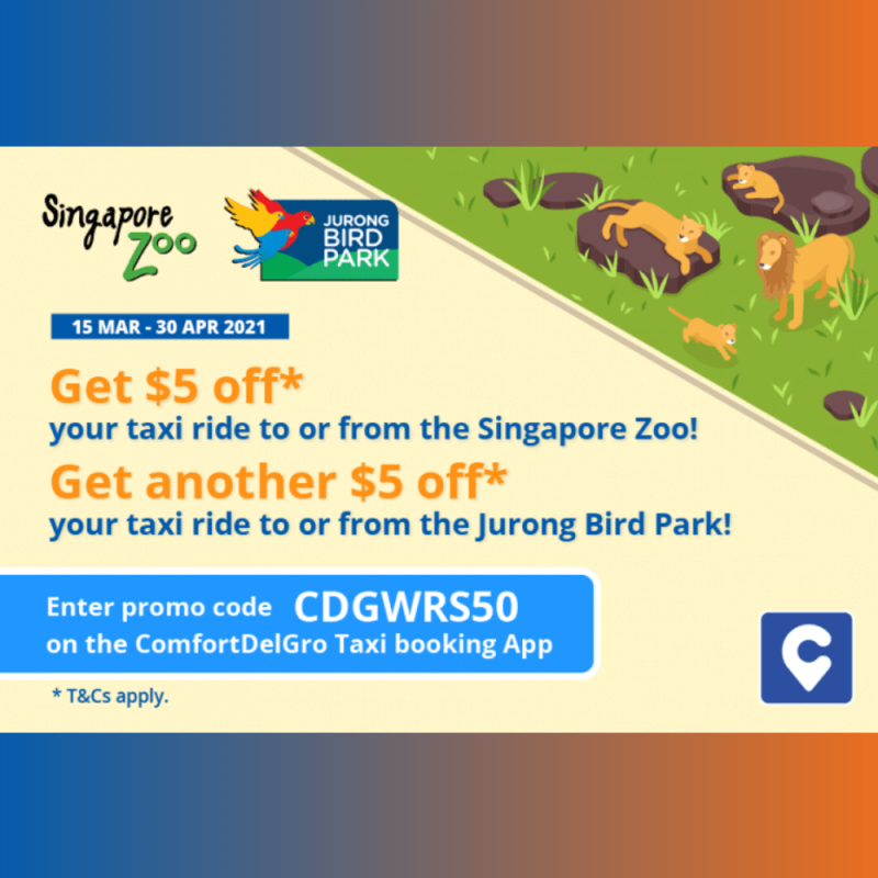 5 off rides to / from Singapore Zoo and Jurong Bird Park