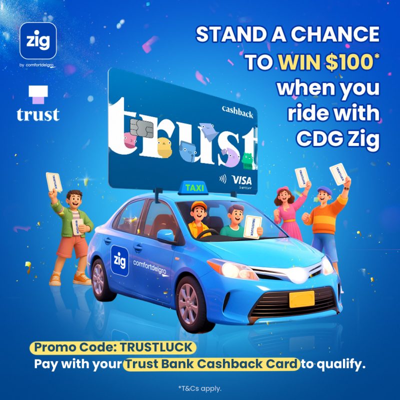 CDG Zig Trust Bank Card Cashback Ride Book Taxi App Booking Hail